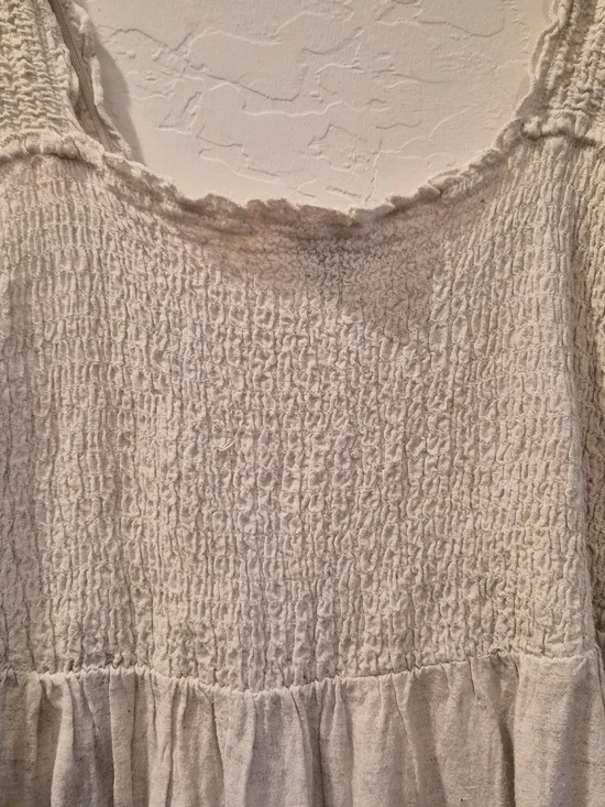 Mlle Gabrielle Beige Smocked Tiered Midi Dress - Picture 7 of 9